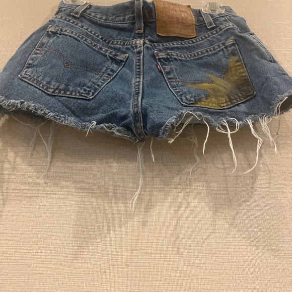 Levi's 511Shorts Womens Juniors 3 Blue Cut Off Distressed Frayed Back Girasol - Picture 5 of 11